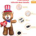 Independence Day Inflatable Bear Yard Decoration Lighted 4th of July Blow Up Patriotic Garden Yard Lawn Decor 5 Feet Tall (5FT-Bear)