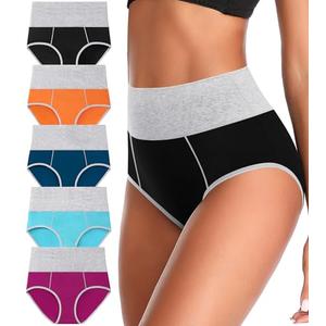 ASIMOON Womens Cotton Tummy Control Underwear High Waisted Full Coverage Panties Soft Postpartum Briefs Plus Size Multipack, Size XXL