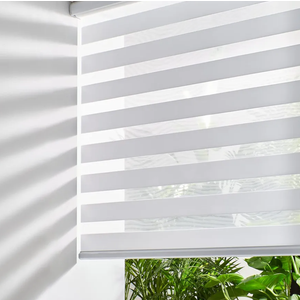Persilux Cordless Zebra Blinds for Windows (27" W X 64" H, White) Free-Stop Roller Windows Shades Dual Layer Light Control for Day and Night, Light Filtering Sheer Shades for Home, Easy to Install