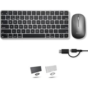 Macally Apple Wireless Keyboard and Mouse for Mac - Dual Mode (Bluetooth + Wired) - Multi-Device, Rechargeable - Mini Wireless Keyboard and Mouse Combo for MacBook, iPad, Mac Mini/Air/Pro (Space Gray)