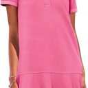 Polo Dress for Women Short Sleeve Ruffle Hem Golf Tennis Summer Mini Dresses (X-Large, Rose)