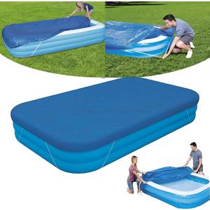 Rectangle Pool Cover, Fits 120 in x 72 in Inflatable Rectangular Pool Cover for Above Ground Pool, 10 ft Swimming Pool Cover with Elastic Cord, Wind Dust and Rainproof Outdoor Family Pools Cover