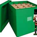 Christmas Nutcracker and Figurine Collectible Storage Box, Fits 16 Holiday Ornaments, Stores Up to 16" Tall Ornaments, Holiday Decor Organizer with Dividers, Nutcracker not Included(Green)