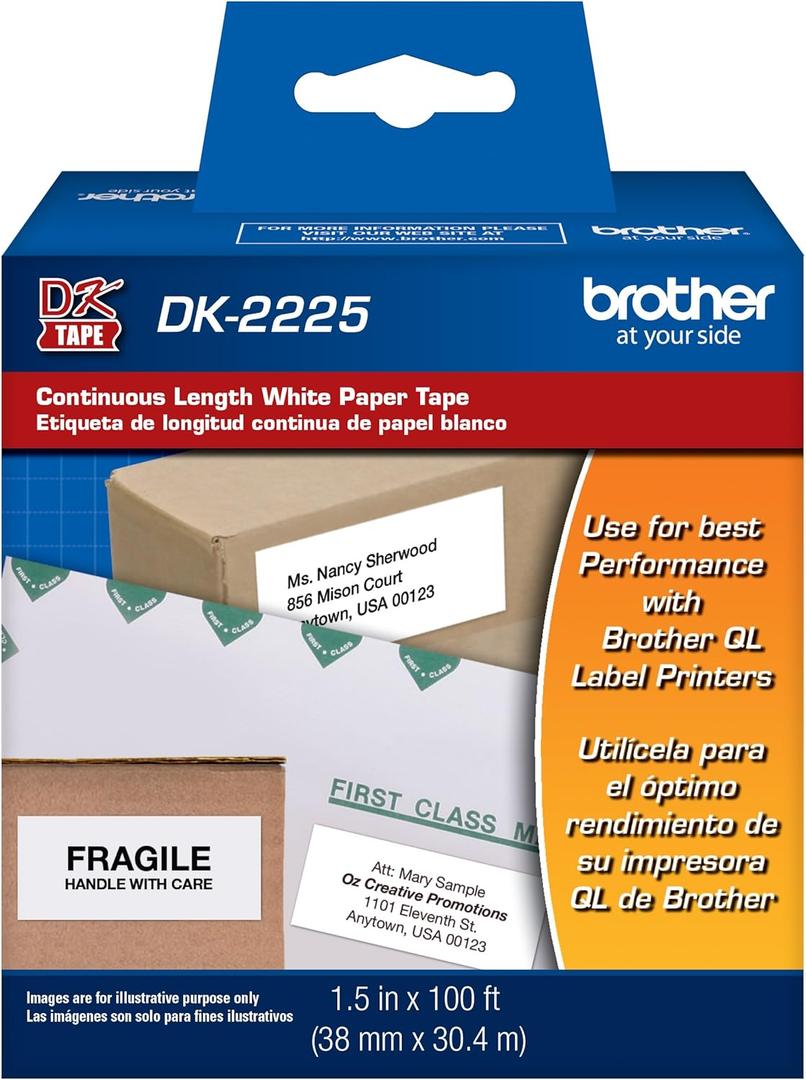 Brother Printer Continuous Length White Paper Tape (DK2225)