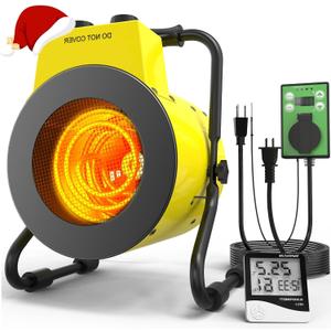 1500W Greenhouse Heater with Digital Thermostat, Outdoor Heater with Overheat Protection and 3-Second Rapid Heating Function, Outdoor Heaters for Patio Garage, Greenhouse, Flower House