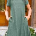 YOVION Girls Summer Dress Eyelet A-Line Casual Beach Swing Dresses 6-12 Y | Breathable fabric, Not see through lining, School Short sleeve dress with pockets for easter church vacation birthday party (Green)