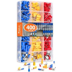 Preciva Crimping Tool Kit for Insulated Wire Connectors, 400Pcs Insulated Connectors