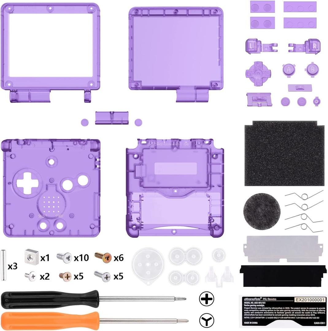 IPS Ready Upgraded eXtremeRate Clear Atomic Purple Custom Replacement Housing Shell for Gameboy Advance SP GBA SP  Compatible with Both IPS & Standard LCD  Console & Screen NOT Included