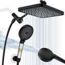 12 Inch Wide Rain Shower Head with Filtered Handheld Combo, High Pressure Rainfall Shower Head, 9 Spray Modes Handheld with 9-Inch Extension Arm, Comes with Filter Removes Chlorine(Black)