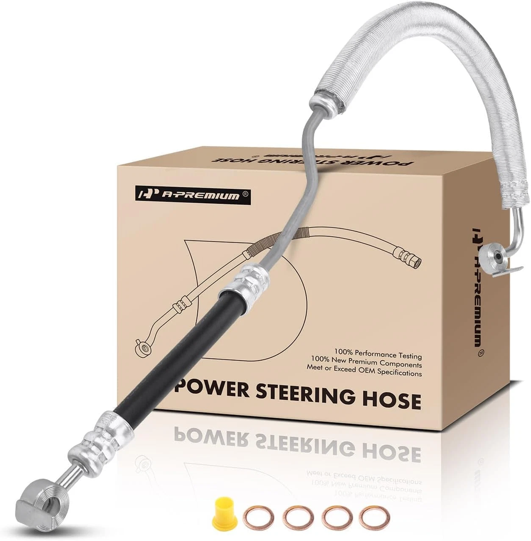 A-Premium Power Steering Pressure Hose Line Assembly Compatible with Ford Edge & Lincoln MKX, 2007 2008 2009 2010, 3.5L, with Washer & Aluminum Foil Sheath, Pump To Gear/Rack Pinion