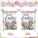 2 x Easter Garden Flag 12 x 18 Inch Double Sided Happy Easter Bunny Flags Spring Burlap Flowers Easter Eggs Yard Flag for Outside Holiday Rustic Farmhouse Yard Outdoor Decoration