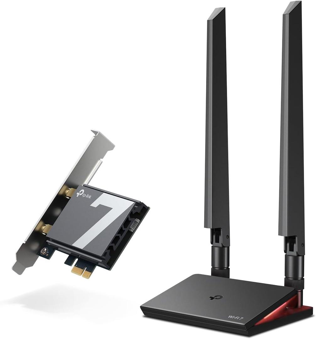 TP-Link WiFi 7 BE9300 PCIe WiFi Card for Desktop PC(Archer TBE550E), Tri-Band Wireless Adapter, Bluetooth 5.4, Multicolor Status LED, Supports AMD/Intel Motherboard, Not Compatible with Windows 10