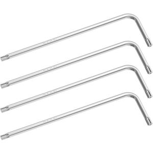 4PCS T45 Long Tamper Proof Torx Key Bit Wrench, Anti Tamper Star Screwdriver Security Bit Torque Repair Tool L-Shape Nickel Plated CRV Steel, Extra Long Arm