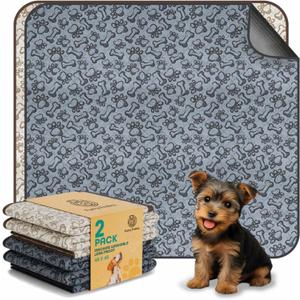 Large Washable Dog Pee Pads 48x48 - Waterproof Reusable Puppy Training Pads, Whelping Mat with Non-Slip Bottom for Dogs, Crates, Playpens, Travel - Floor Protection, Pack of 2