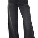 Genleck Baggy Jeans for Woman High Waisted Loose Wide Leg Jean Womens Boyfriend Y2K Pants Trendy (Black Gray, Size 14)