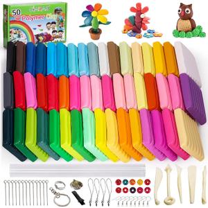 CiaraQ Polymer Clay Starter Kit with Sculpting Tools, 50 Colors Oven Bake Modeling Clay for Kids and Beginners (20g / pcs)