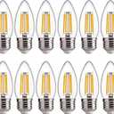 FLSNT B11 E26 Base LED Candelabra Light Bulbs 60W Equivalent, Dimmable, LED Candle Light Bulbs, 2700K Soft White, 12 Pack UL,CA65 Listed.