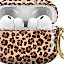 Compatible with AirPods Pro 3 (2025) Case Soft TPU with Cute Golden Keychain Cover Leopard Paint Case for Girls Women for Airpod Pro 3 - Cute Leopard