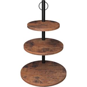 Cupcake Stand, 3 Tier Cake Stands Rustic Wood Cupcake Tower Round Tiered Tray Stand for Dessert Table Display, Industrial Wooden Serving Stand Wedding, Graduation and Baby Shower