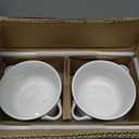 LE TAUCI French Onion Soup Bowls, 28 oz Ceramic Soup Crocks with Handles & Silicone Lids, Oven & Microwave Safe Containers for Meal Prep & Leftovers, Lead & Cadmium Free, Set of 4, White