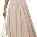 ZESICA Women's Summer Sleeveless Tank Maxi Dress 2025 Mock Neck Ribbed Knit High Waist Flowy Wedding Guest Long Dresses, M, Apricot