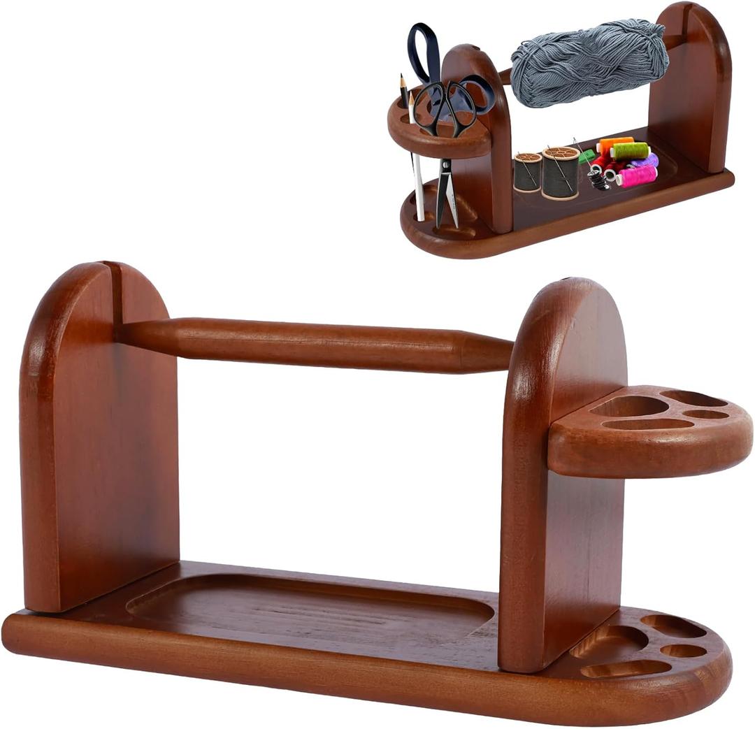 Wooden Yarn Holder for Knitting Crochet, Horizontal Yarn Spinner with Slots, Stable Yarn Rack Stand, Yarn Ball Dispenser, Yarn Storage Organizer Yarn Spinner Holder, Crochet for Knitting Lovers