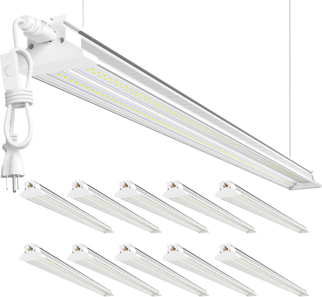 ELEKICO Upgrade Hanging | Surface Mount 4' Led Shop Lights for Workshop 4FT 10pack, Super Bright 10000LM 5000K 60W Linkable 4FT Led Shop Light for Workshop Garage Factory Warehouse Shop Workbench