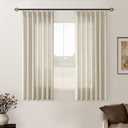 TWODRAPES Linen Pinch Pleated Linen Curtains 2 Panels for Living Room Bedroom Memory Training Shaped Semi Sheer Pleat Drapes with Hooks Rings Light Filtering Window Curtain 40x45