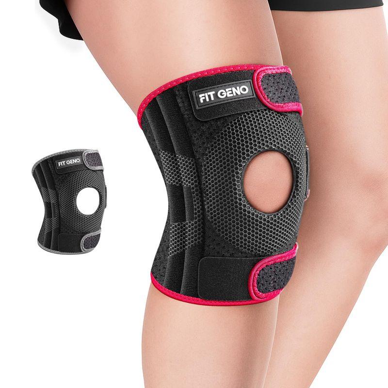 Fit Geno KneeXpert Knee Brace with Side Stabilizers & Patella Gel Pad - Adjustable Compression Support for Pain Relief, Meniscus, ACL, Arthritis, Running 