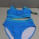 BMJL Women's High Waisted Bikini Sets Sporty Two Piece Swimsuits Color Block Cheeky High Cut Bathing Suits(M,Blue)