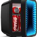 BEICHEN Mini Fridge, 4L/6 Can Small fridge with Dimmable Gaming Light for Bedroom,Office,Gaming room and Car,AC/DC Portable Thermoelectric Cooler & Warmer for Food, Drinks, Skincare,Black
