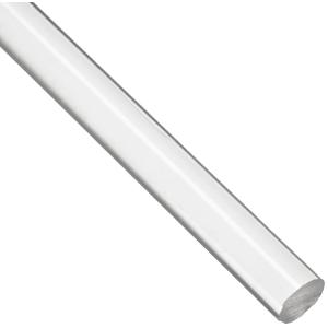 Acrylic Round Rod, Transparent Clear, Standard Tolerance, Fed. Spec. L-P-391A, 1" Diameter, 24" Length