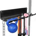 Gym Rack Organizer, Home Gym Accessories Hanger, Wall Mount Hooks for Olympic Barbells, Row Handles, Bats or Tools (E-Book Instruction Included)