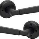 Kwikset Perth Interior Privacy Door Handle with Lock, Door Lever for Bathroom and Bedroom, Matte Black, Reversible Keyless Push Button Lock Door Lever, with Microban Protection