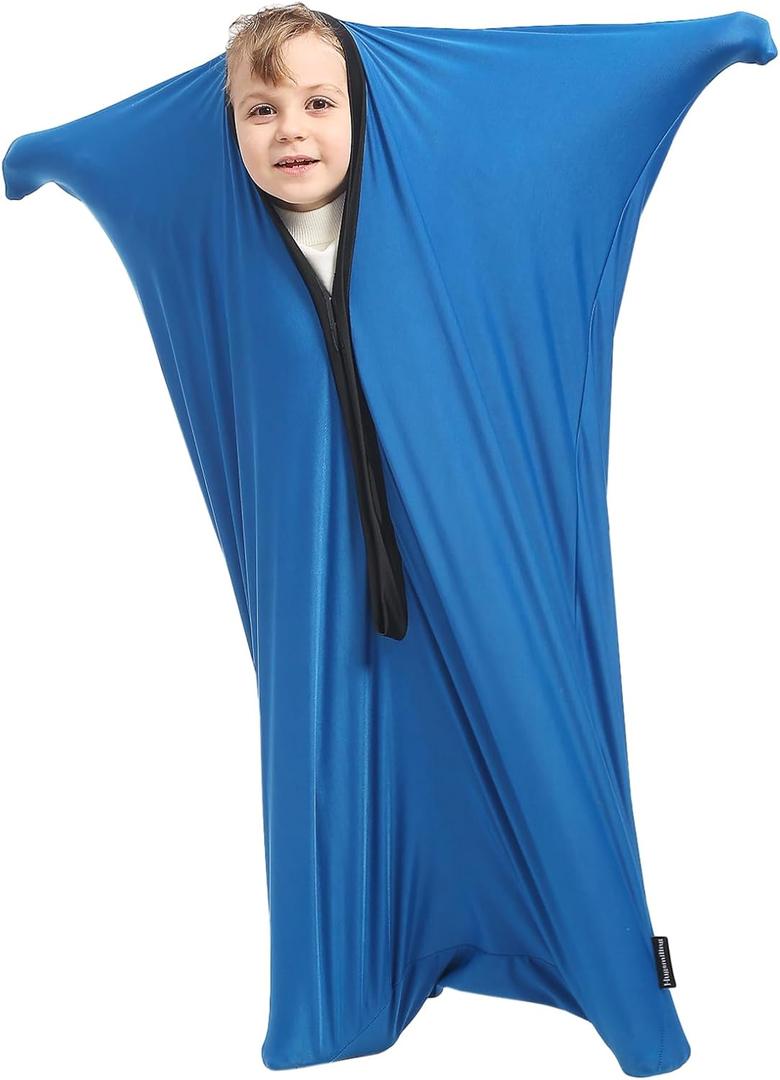 Sensory Sock for Adults, X Large Compression Sack 30 * 68 inch, Soft Fabric with Strong Stitching and Snap Closures (Classic Blue)
