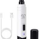 Casfuy Dog Nail Grinder Upgraded - Professional 2-Speed Electric Rechargeable Pet Nail Trimmer Painless Paws Grooming & Smoothing for Small Medium Large Dogs & Cats (White)