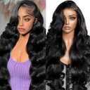 26 Inch 13x4 HD Lace Front Wigs Human Hair Body Wave for Women,180% Density Pre Plucked Glueless Deep Wave Wigs Human Hair Wigs Natural Black Daily Party Use