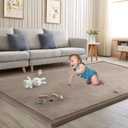 Baby Play Mat for Floor Nursery Rug Muscle Mat Area Rug Playroom Rug 50"x50" Playpen Mat Memory Foam 1.3" Thick Crawling Mat for Babies,Toddlers, Infants, Kids,Camel