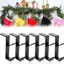 Otoolling 6 Pack 2 in 1 Christmas Garland and Stocking Mantel Holders Fireplace Stocking and Garland Hanger for Xmas Holiday Party Decoration Home