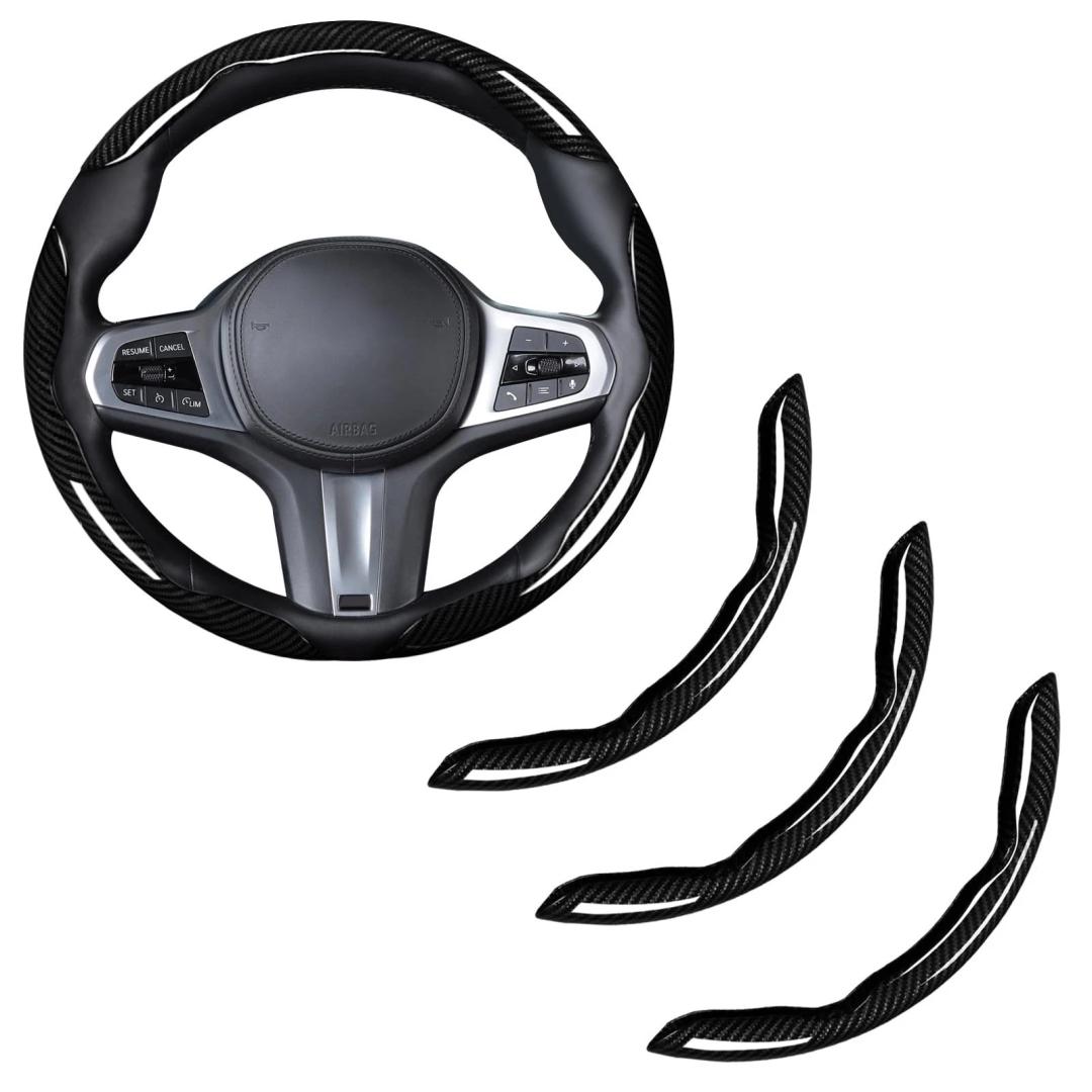 Car Steering Wheel Cover Carbon Fiber Snap On Steering Wheel Accessories