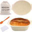 Bread Proofing Basket, 9 inch Round & 10 inch Oval Sourdough Starter Kit, Sourdough Bread Baking Supplies, Silicone Banneton Basket, Bread Making tools with Dough Scraper & Bag & Brush