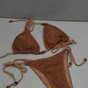 Women's Crochet Triangle Bikini Set String Cheeky Swimsuit 2 Piece Bathing Suits Coffee, Size Medium