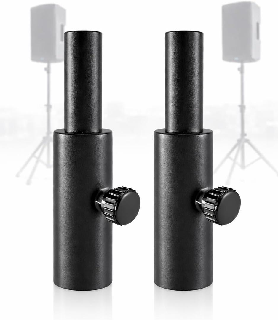 Speaker Stand Adapter 35mm to 25mm, Pair of Steel Speaker Pole Reducers, Fit 1 3/8" Stand to 1" Speaker Mount, Locking Knob Design