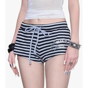 Y2k Striped Micro Shorts Women Whimsical 2000s Grunge Emo Alt Goth Clothes Sexy Mid Rise Leopard Booty Mini Shorts