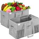 Extra Large Utility Tote Bag, 2 Pack Reusable Grocery Bags Heavy Duty, Sturdy Structured Tote Bag with Pockets & Handles, Foldable Shopping Bags for Groceries, Collapsible Totes with Lids 22x11.5x13in