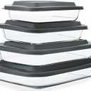 8-Piece Deep Glass Baking Dish Set with Plastic lids,Rectangular Glass Bakeware Set with Lids, Baking Pans for Lasagna, Leftovers, Cooking, Kitchen, Freezer-to-Oven and Dishwasher, Gray