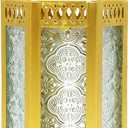 CVHOMEDECO. Decorative Candle Lantern Moroccan Lanterns Vintage Golden Metal Lantern Holder for Home Patio Outdoor Decor. Clear Glass, Medium