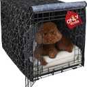 Explore Land Pattern Dog Crate Cover for 24 Inches Wire Cage, Heavy-Duty Polyester 1 2 3 Doors Standard Metal Pet Kennel Enclosure (Brief Polygonal)