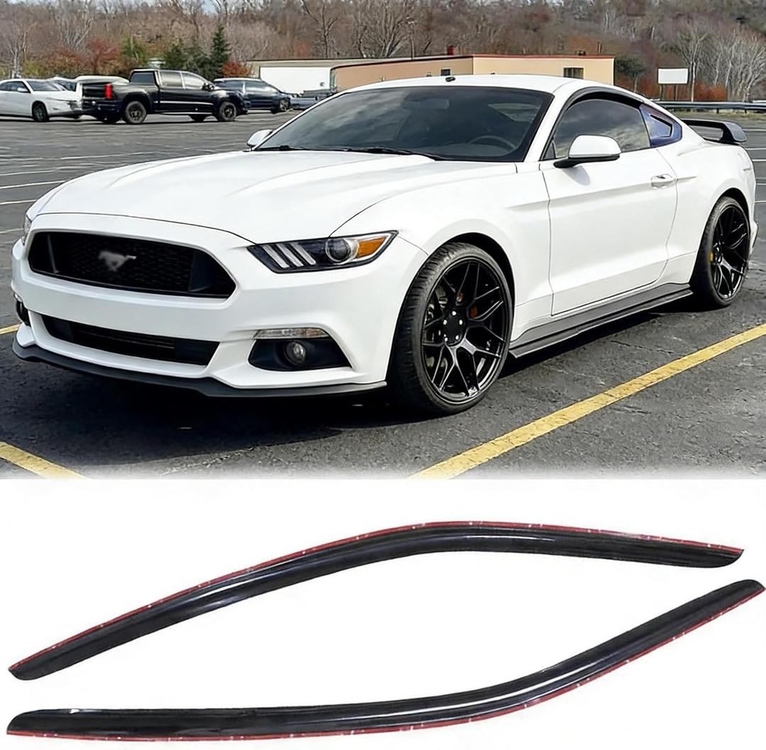 Rainproof Side Window Wind Deflectors for Ford 2015-2023 Mustang, Tape-on Sun Rain Guard Sets,Nice Looking Window Visors for Cars,Vent Deflector for Ford 15-23 Mustang 92359