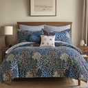 Levtex Home English Forest Navy Reversible Queen Duvet Cover Set (90x94in) with 2 Pillowcases (26x20in) - Floral Bedding - Navy, Green - Rayon Queen Size Duvet Cover Set - Soft, Pre-Washed